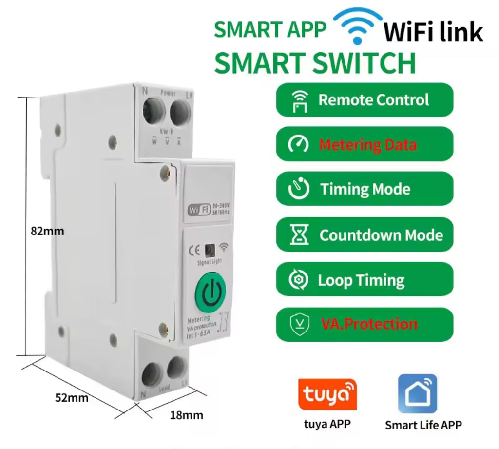 Smart Breaker 63A VA Protection and Metering