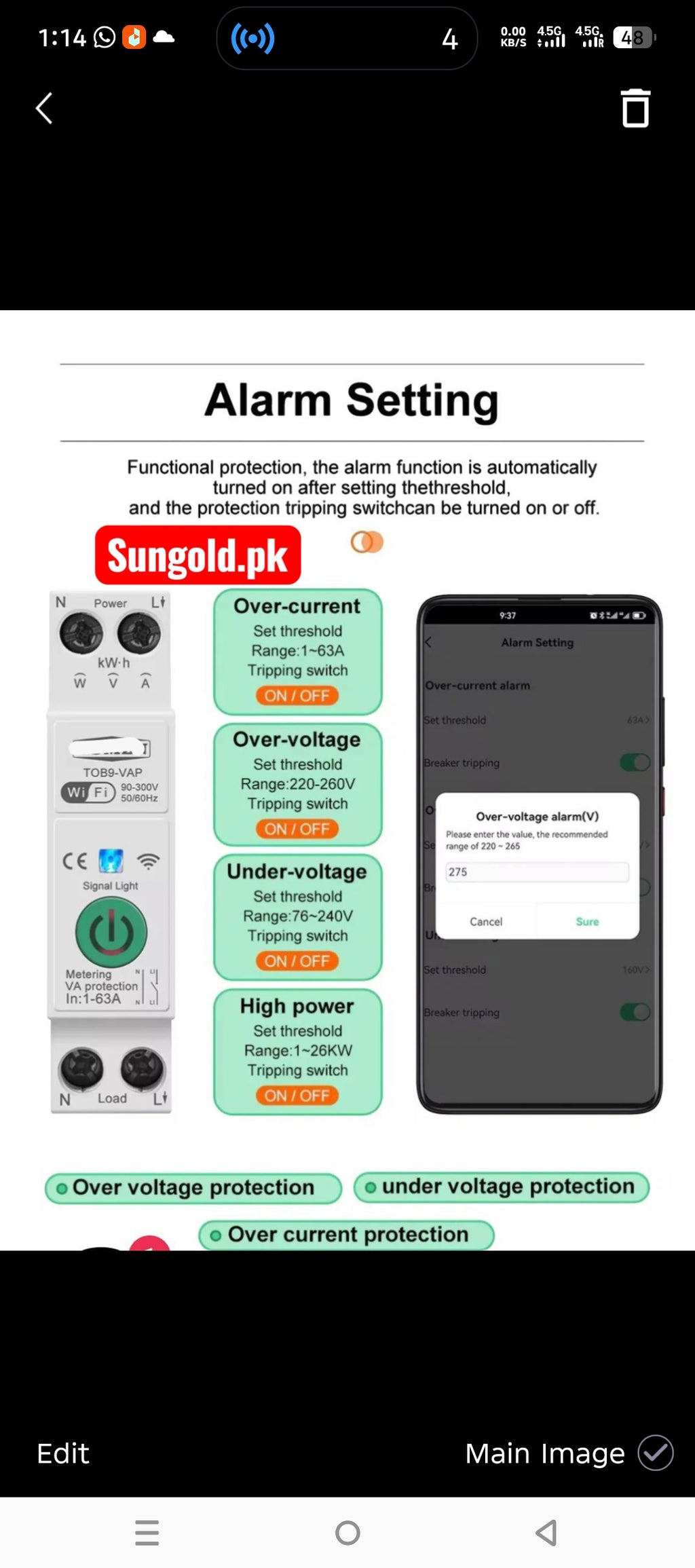 Smart Breaker 63A VA Protection and Metering