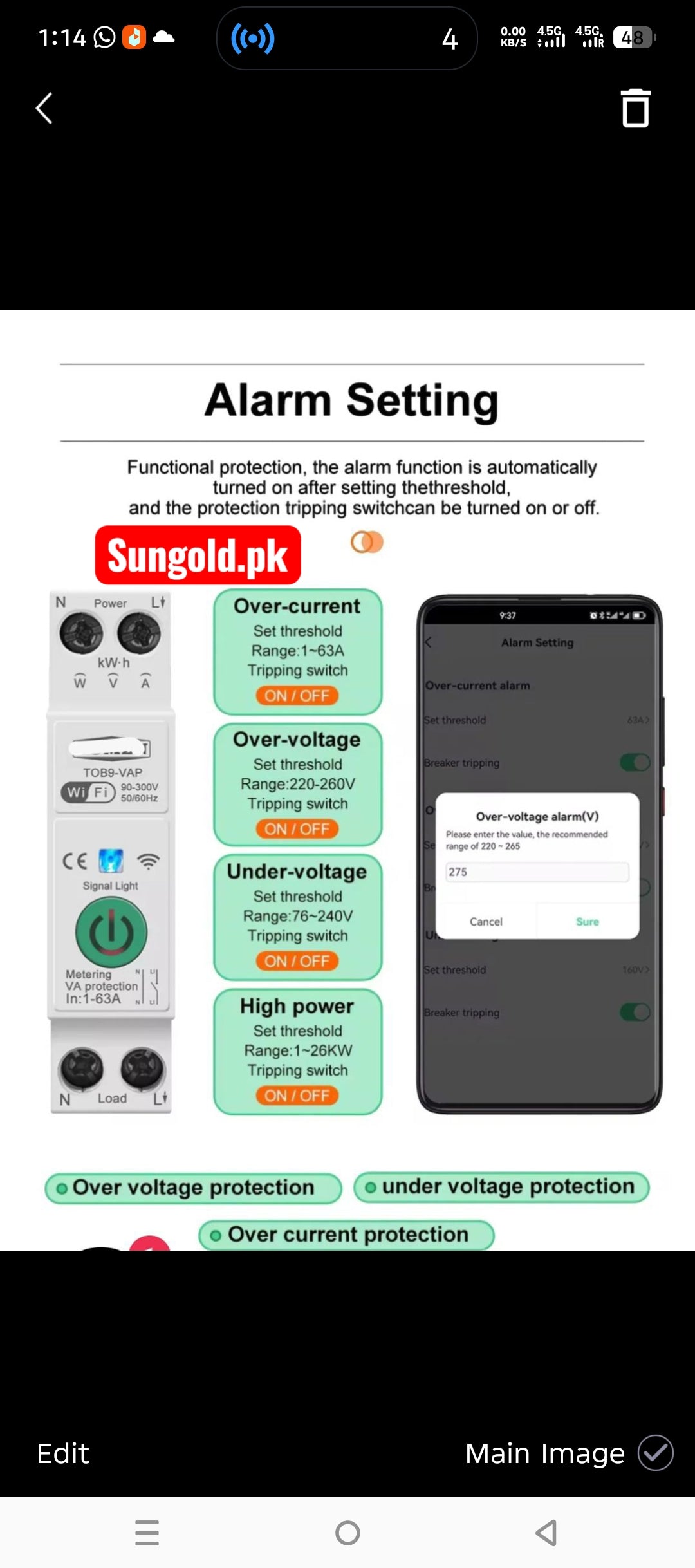 Smart Breaker 63A VA Protection and Metering