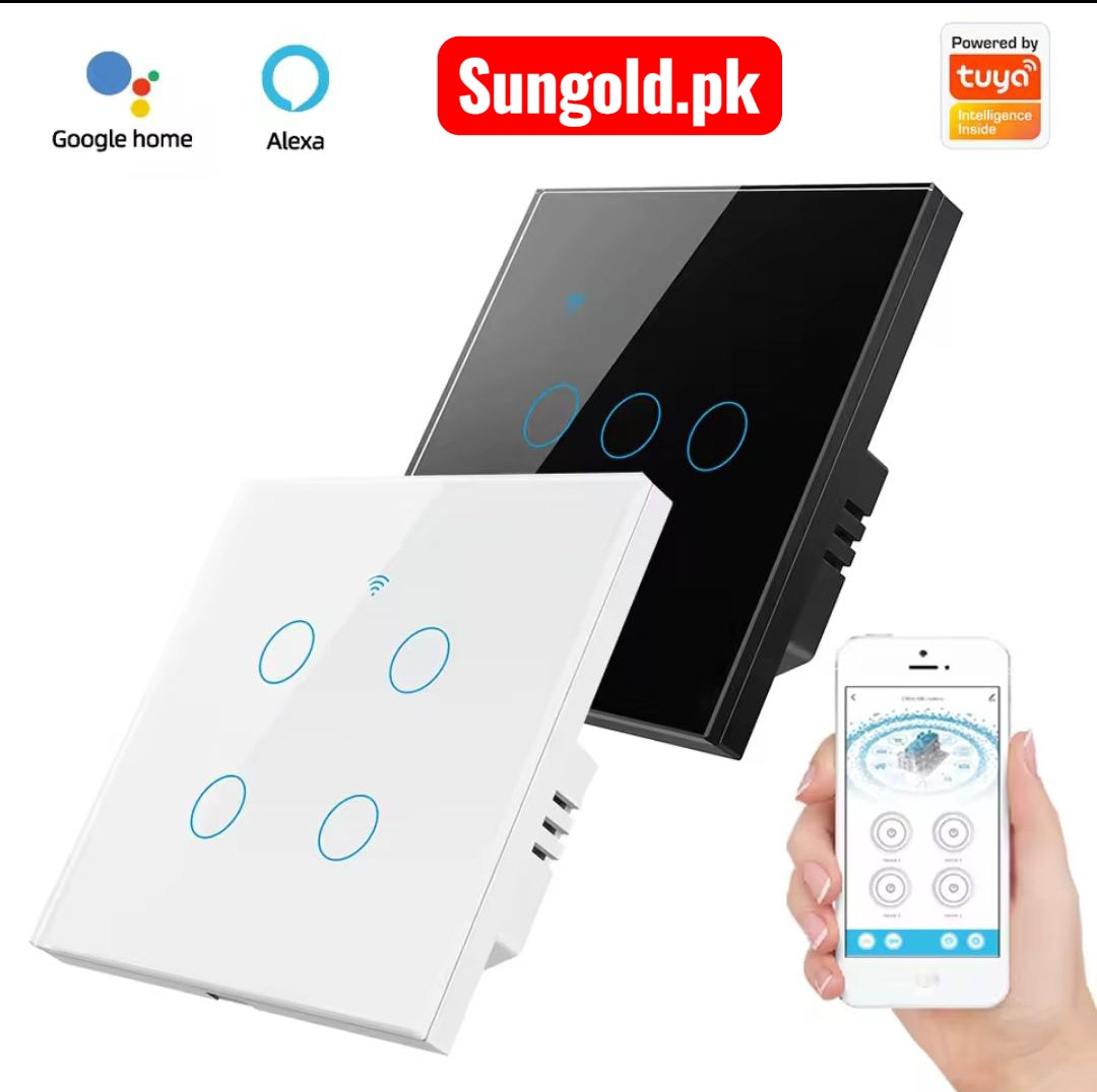 Tuya Smart WiFi 4 Gang Wall Touch Switch Compatible with Smart Life App