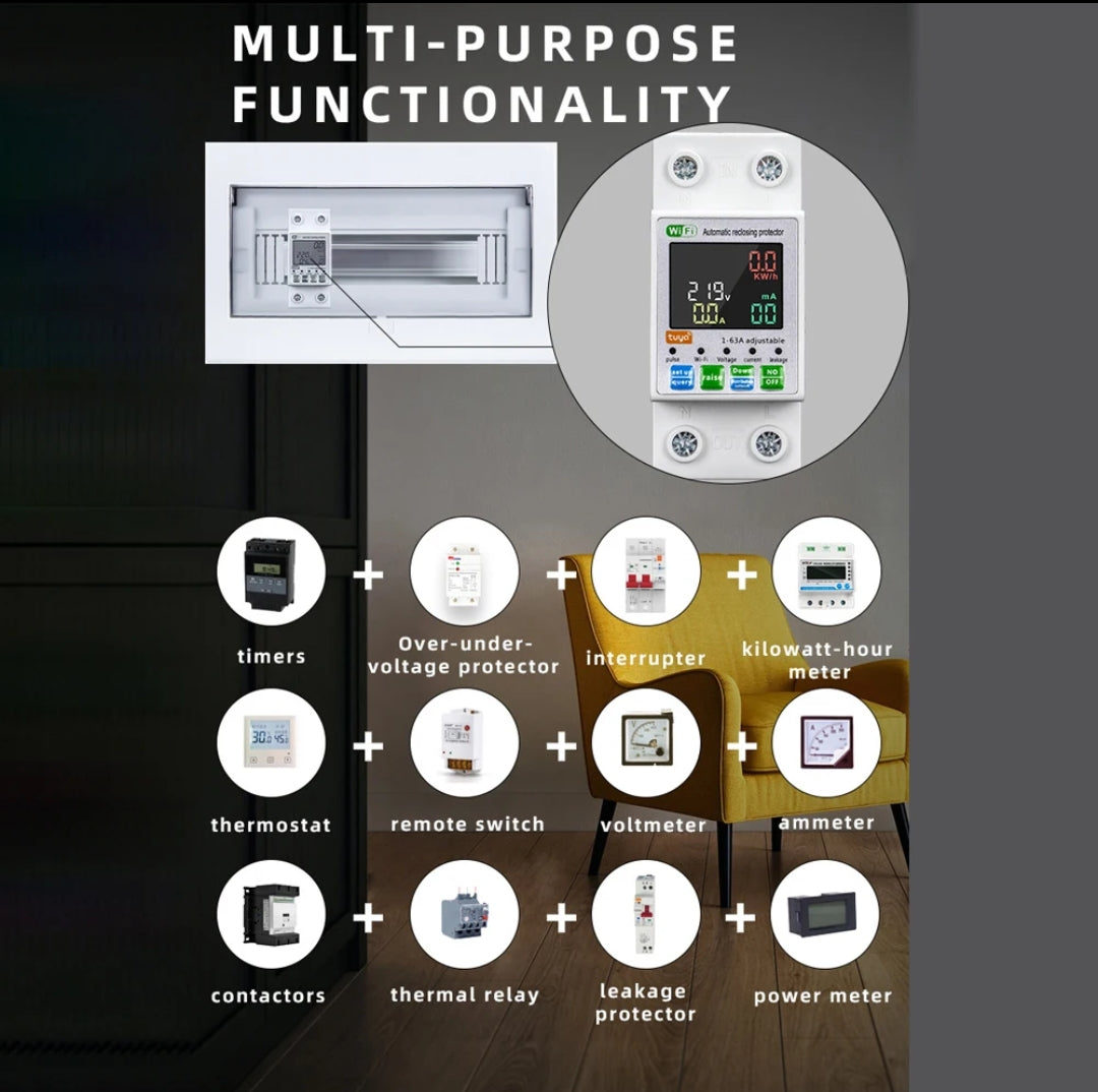 WIFI Smart  voltage current and - leakage protection
