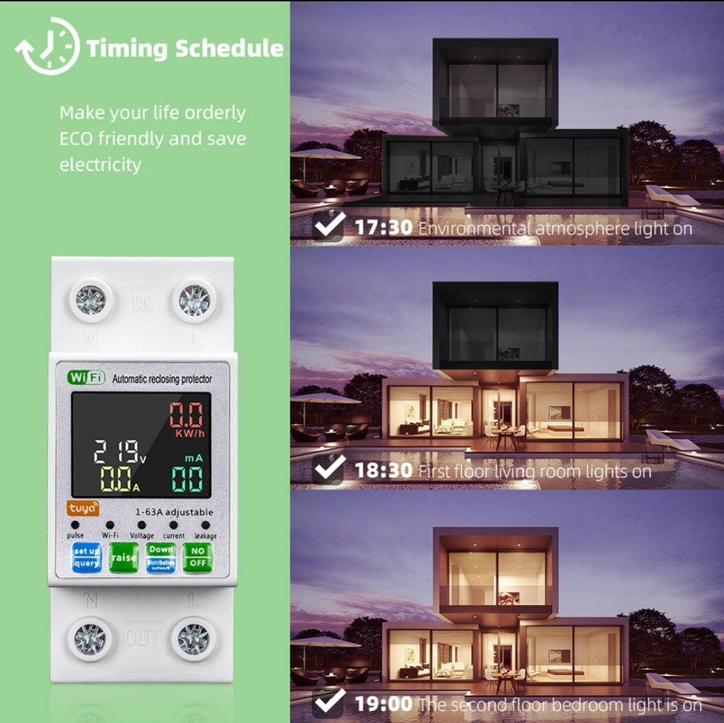 WIFI Smart  voltage current and - leakage protection