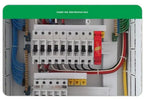 Electrical distribution box with various wires and components inside