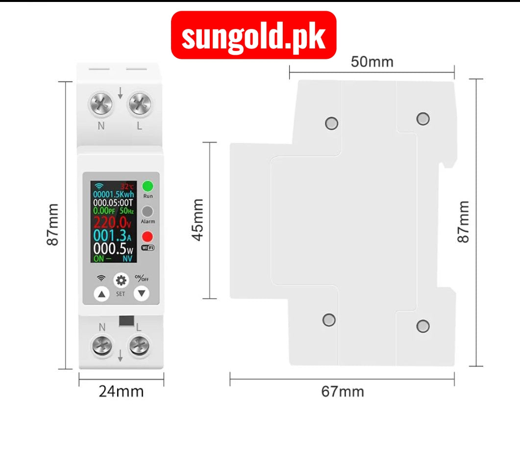 WIFI Smart Metering Circuit Breaker 10 in 1 Kwh (Lock Wapda Units)