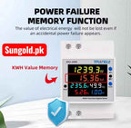 Din Rail 6 IN 1 AC Monitor Voltage, Ampere, Kwh with Rest Button | Din Rail AC 220V 110V 40V-300V 100A  builtin wifi