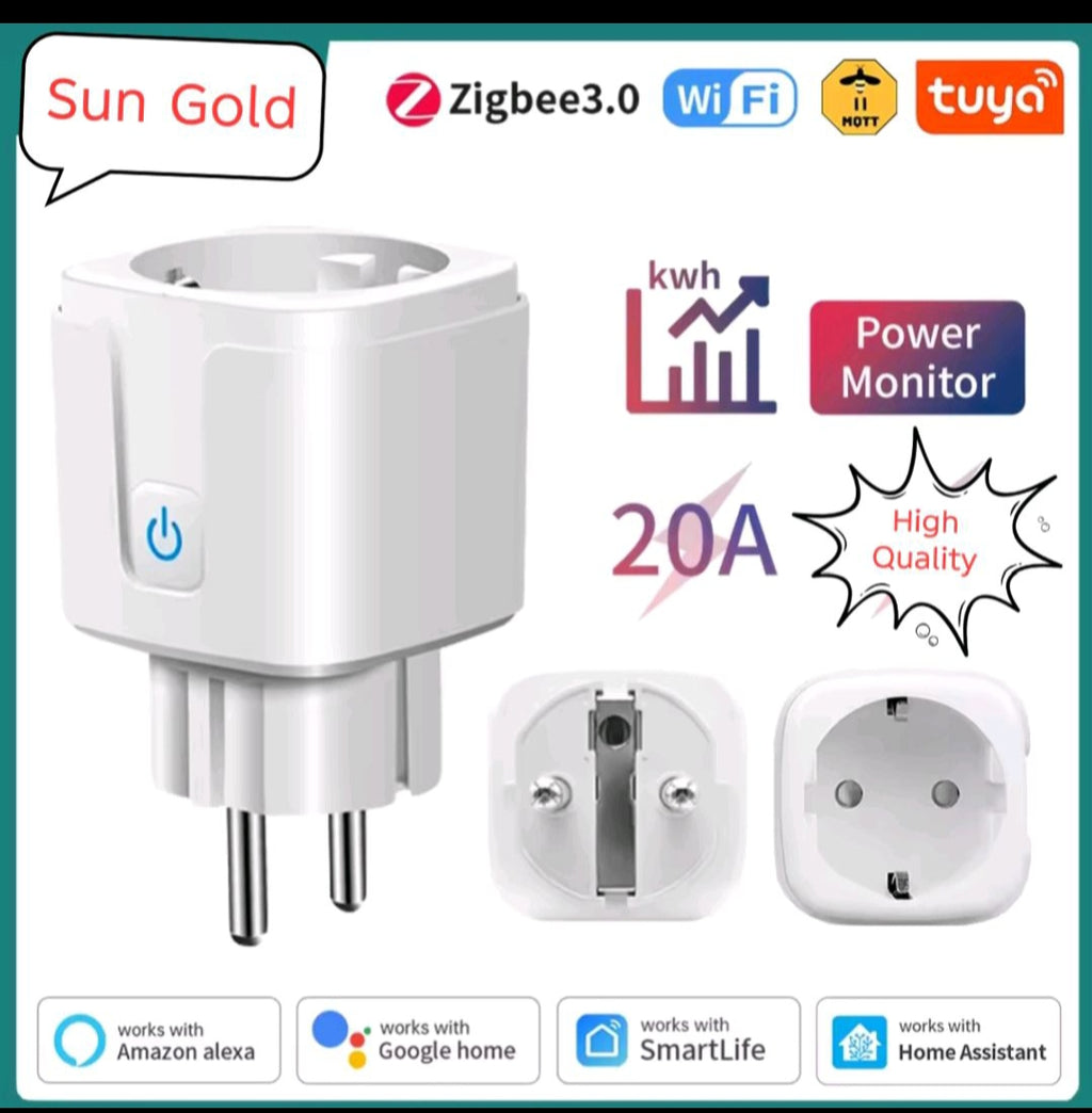 Tuya Smart Socket EU 20A Wifi Smart Plug With Power Monitoring
