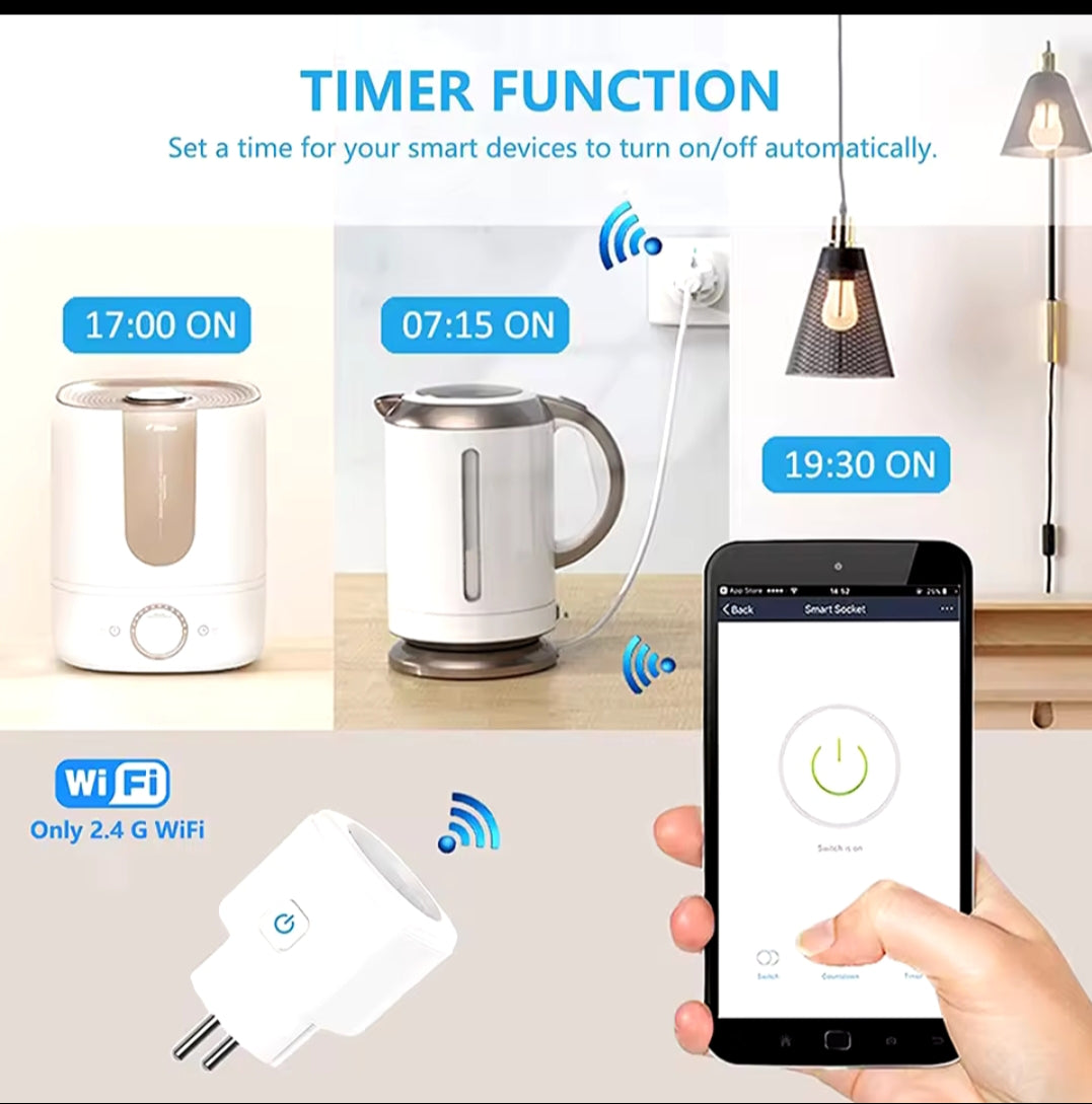 Tuya Smart Socket EU 20A Wifi Smart Plug With Power Monitoring