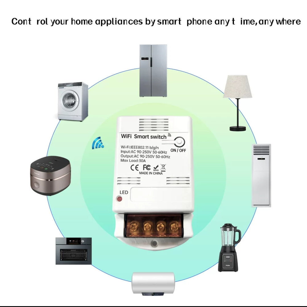 Wifi 30A Relay Module 85-250V 220V Smart Switch 30A Controller SmartLife Tuya Remote Control Alexa Google Home Automation