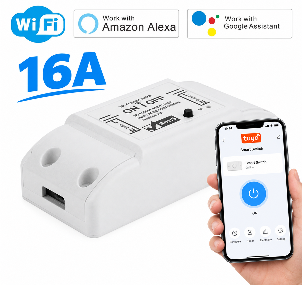 Smart switch wifi 16A Tuya Mini Smart Breaker Smart Life Wireless Remote Control