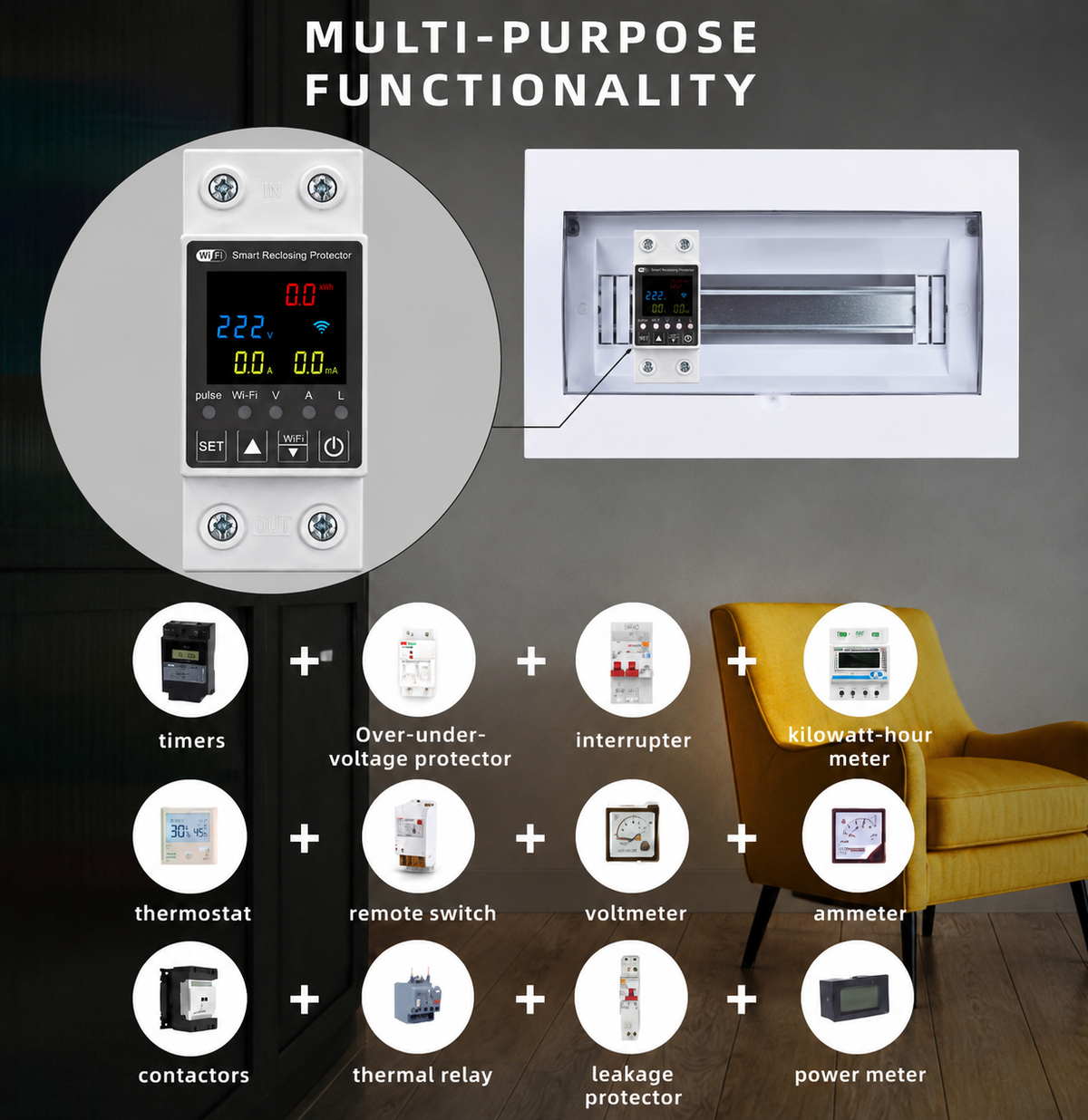 WIFI Smart  voltage current and - leakage protection sun gold