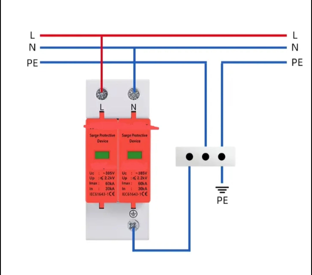 Surge protection device AC  SPD 385V 2 Pole 40K 2D Chip