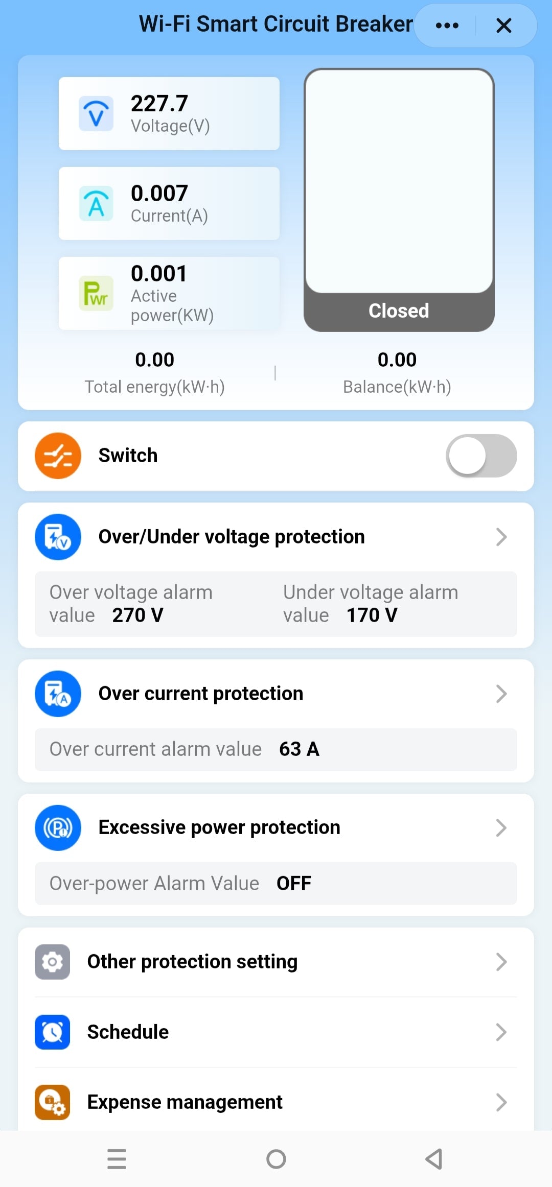 Smart Breaker 63A VA Protection and Metering sun gold