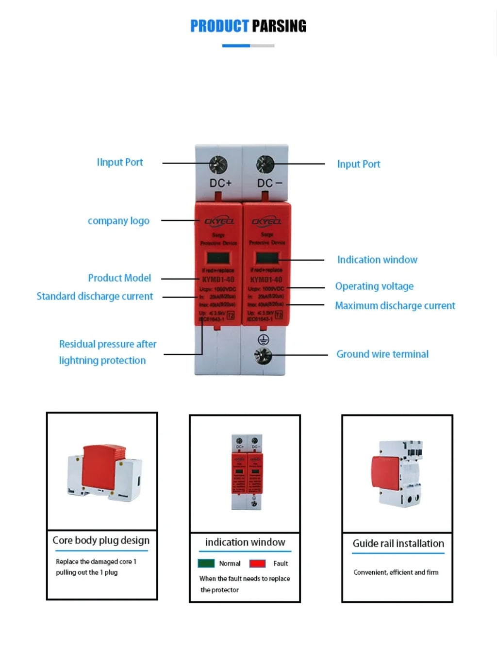 DC Surge  protective device DC 1000V 2P