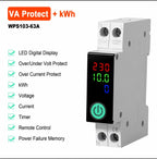 Electrical control device with digital display and protective features on a white background